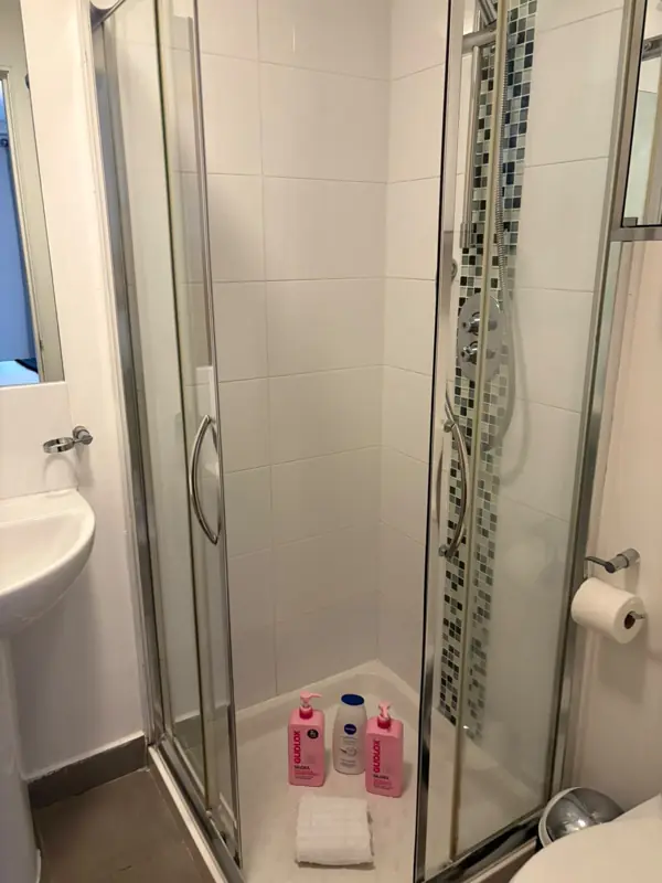 Shower cubicle cleaned with glass left streak free, Belfast